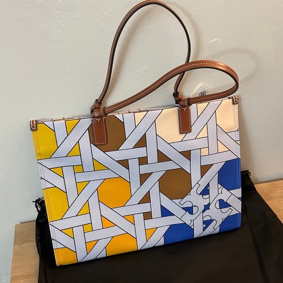 Tory Burch Ella Canvas Basketweave Tote Bag - NWT - Picture 8 of 9